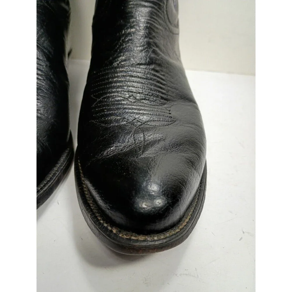 Vtg Sanders Leather Bootmakers Men 10.5 D Cowboy Boots Black Western El Paso